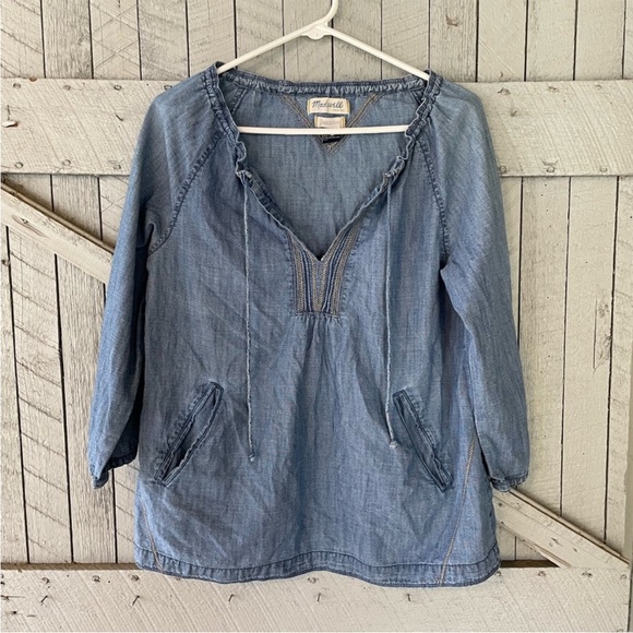 Madewell V Neck Peasant Top size M - Picture 1 of 5